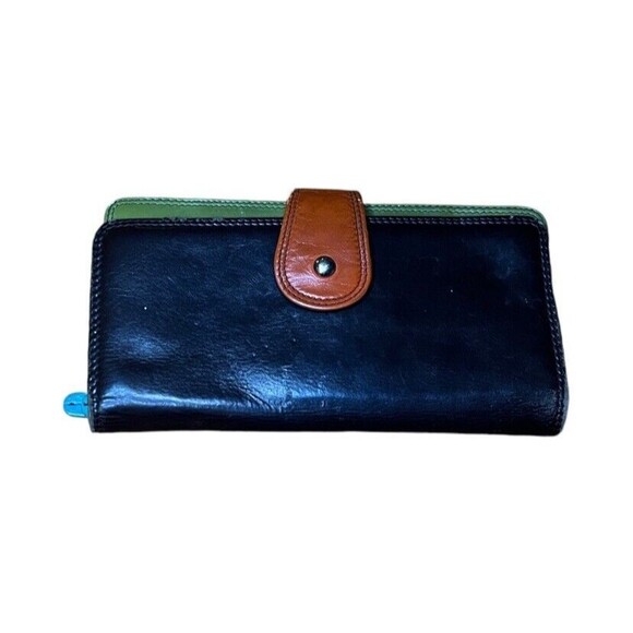 Original Prym Made In India Leather Boho Multicolor Colorblock Wallet - Picture 1 of 6